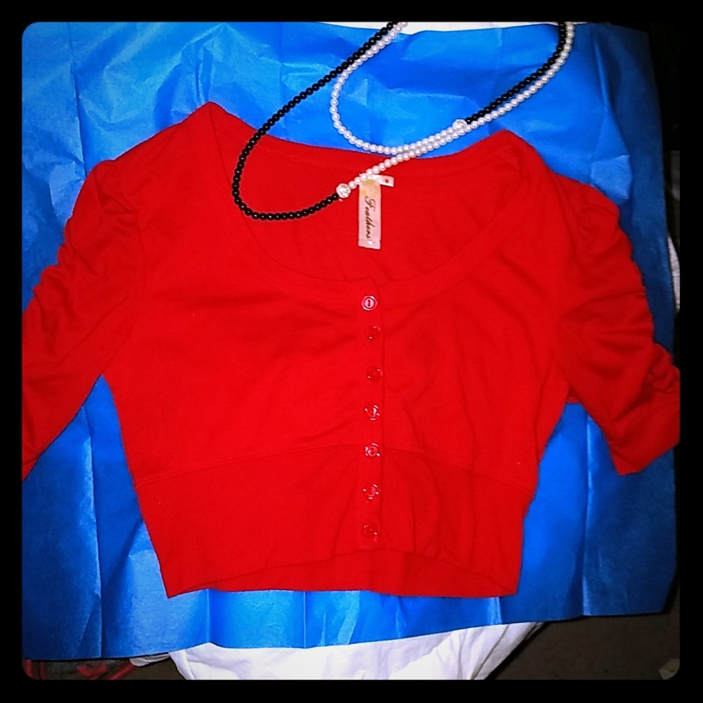 NWOT Medium Red crop sweater